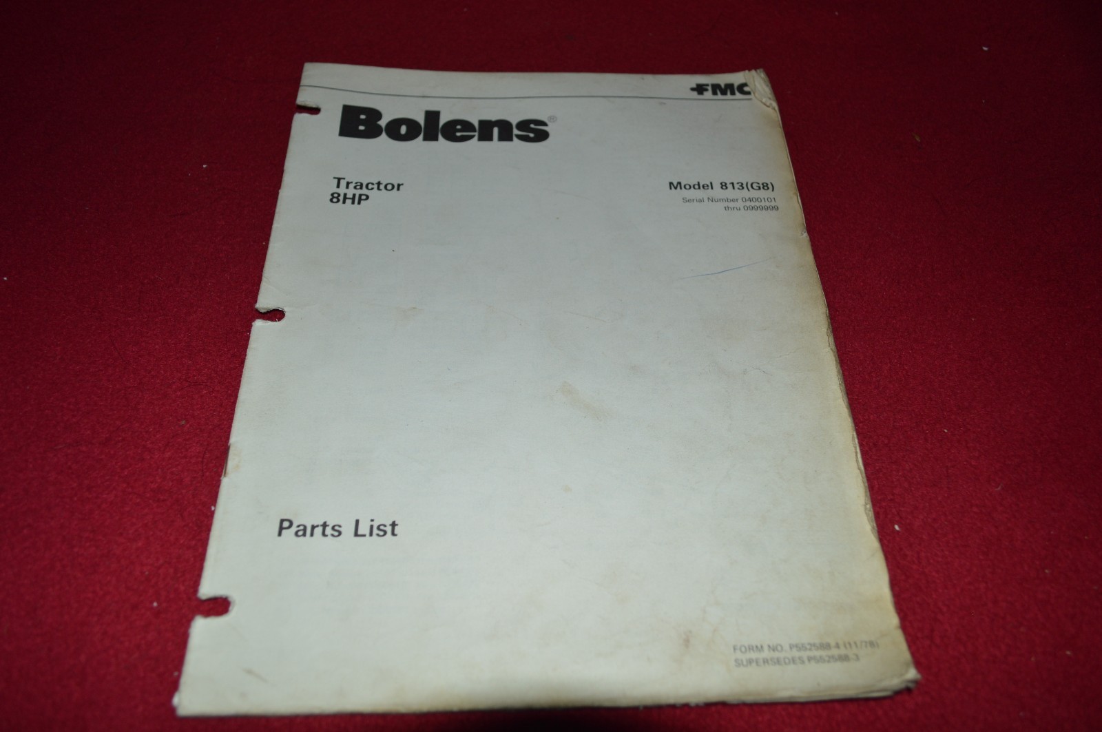 Bolens G8 813 Tractor Dealer&rsquo;s Parts Book Manual CHPA