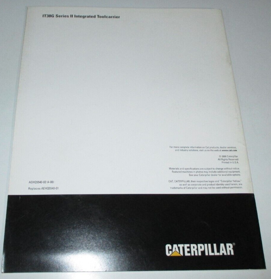 Caterpillar IT38G Series II Integrated Toolcarrier Sales Brochure AEHQ5540 2006