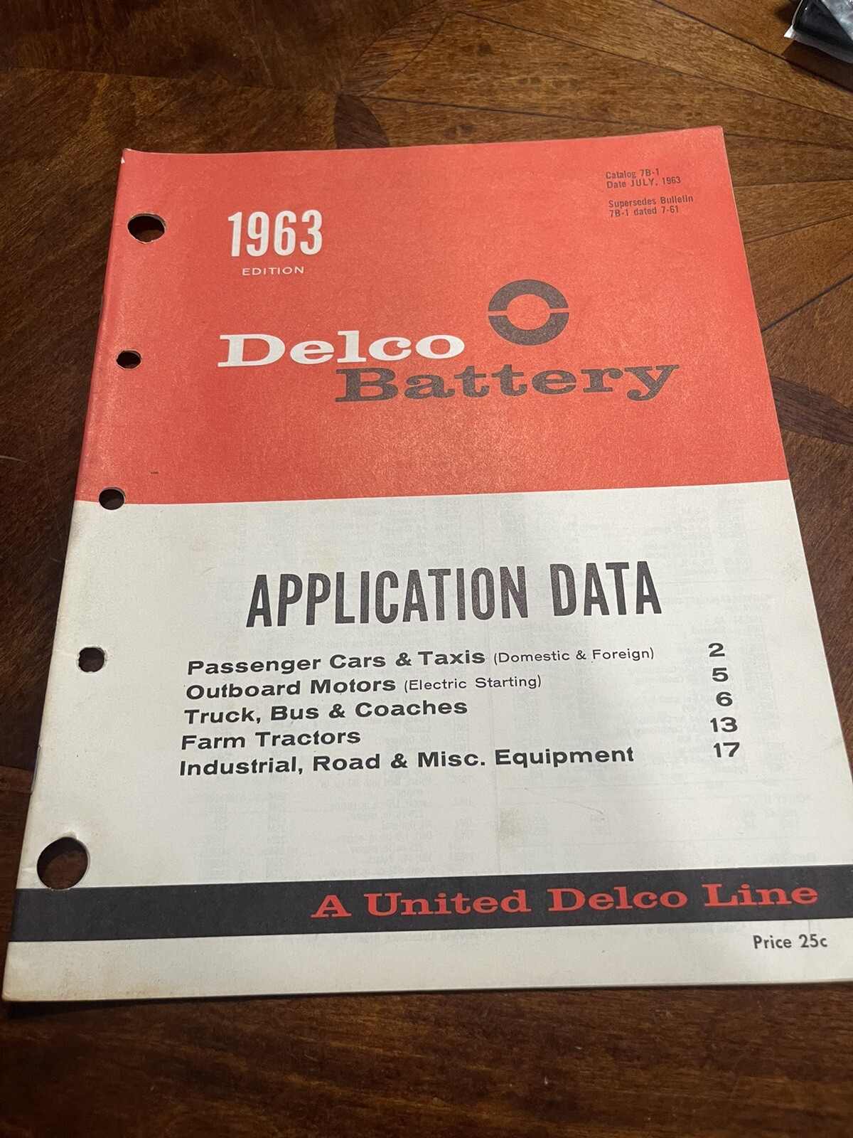 DELCO REMY battery application data 1963