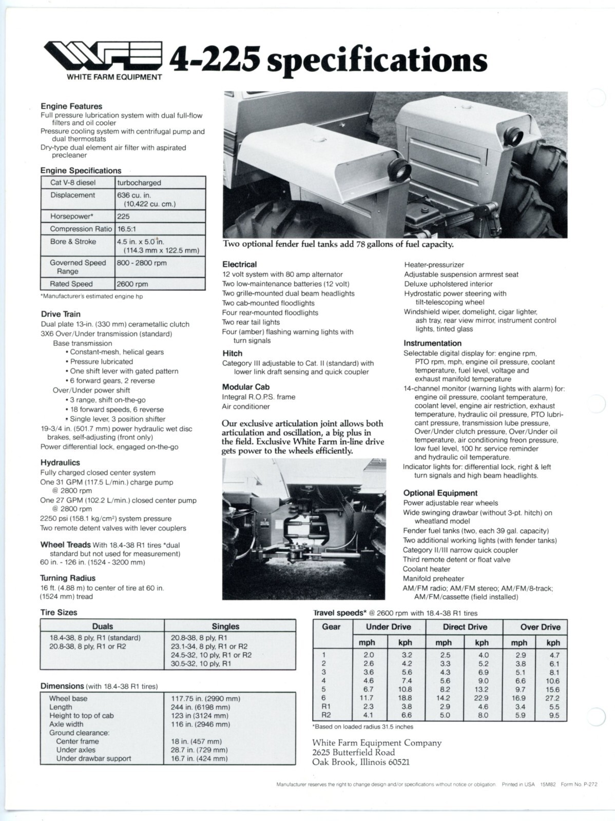 White Field Boss 4-225 sales brochure White Farm Equipment Company