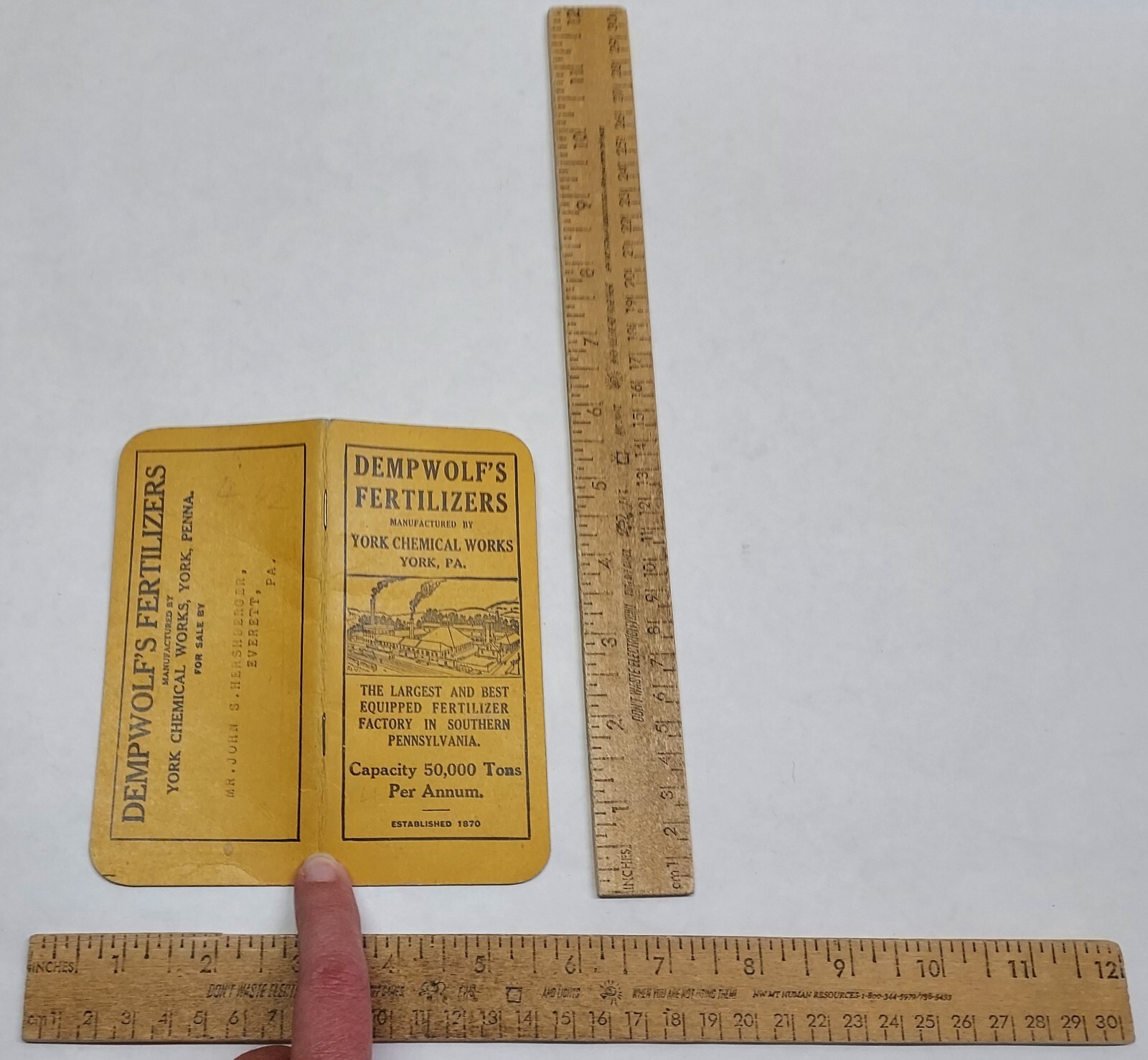 1920 DEMPWOLF&rsquo;S FERTILIZERS – York Chemical Works – BOOKLET – listing #5149