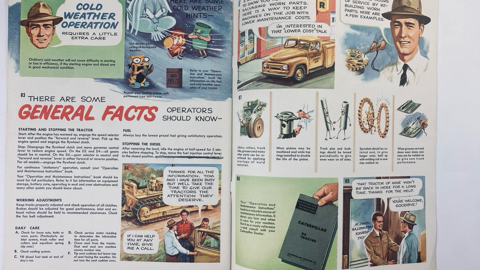 Original Caterpillar Maintenance Guide Comic Book D6 D4 D2 William Adam Tractors