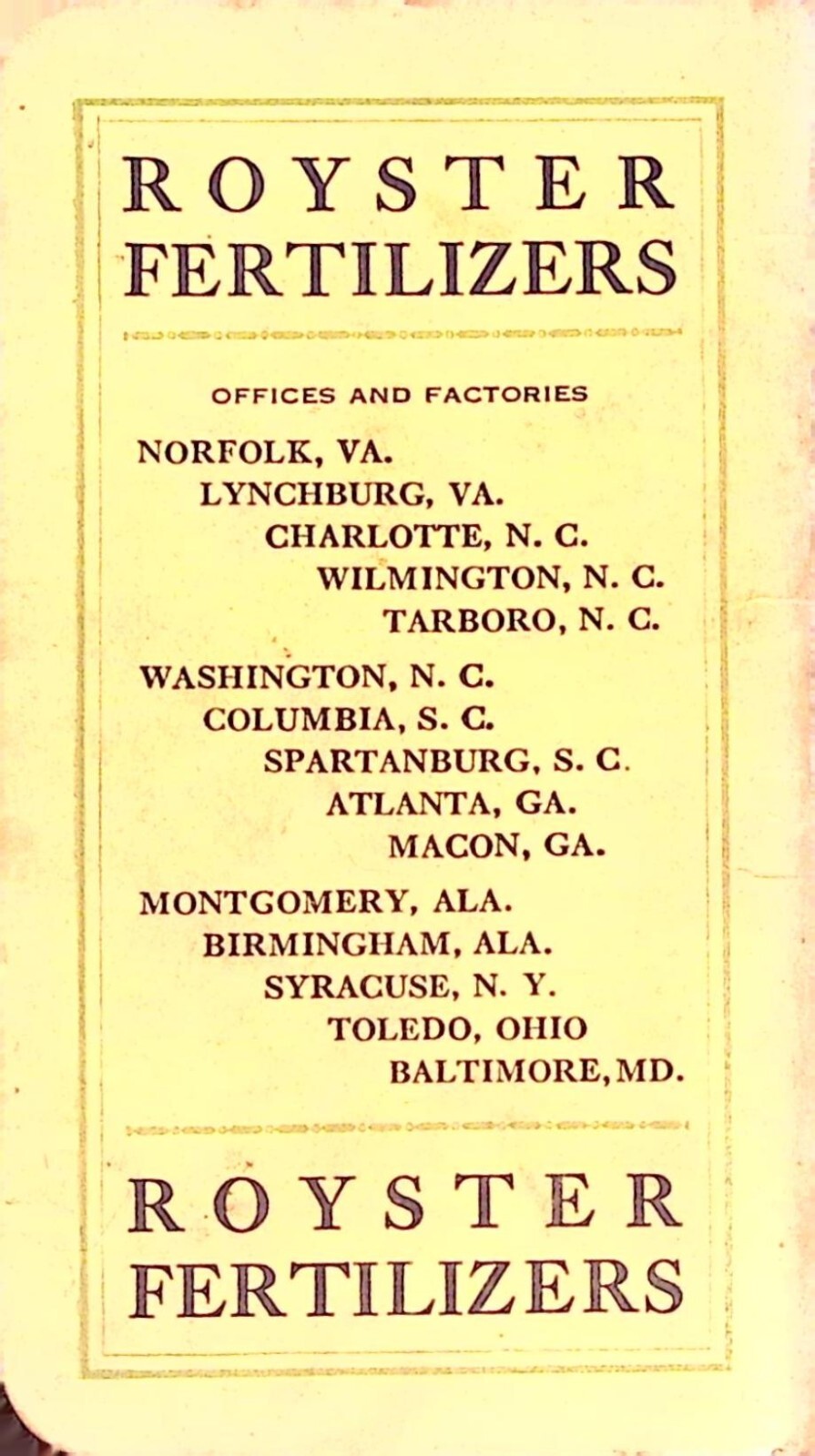 1929 FS Royster Guano Co. Royster Fertilizers Advertising Memo Book