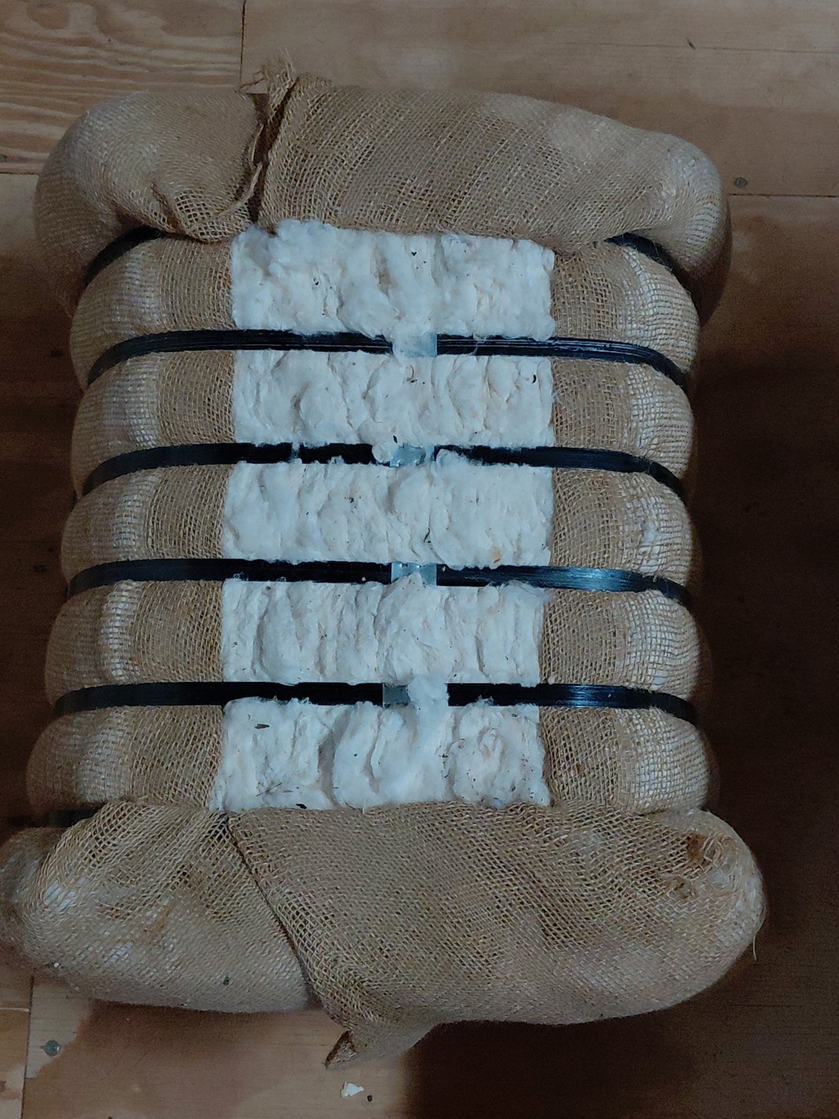 LARGE Vintage 33 Lb. Bale Of Raw USA Cotton Burlap Wrapped 21in x 18in x 13in