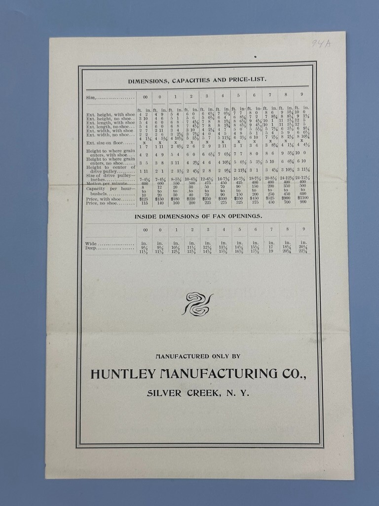 c 1900 HUNTLEY Mfg MONITOR WHEAT MACHINE Silver Creek NY Farm Advertising Antque