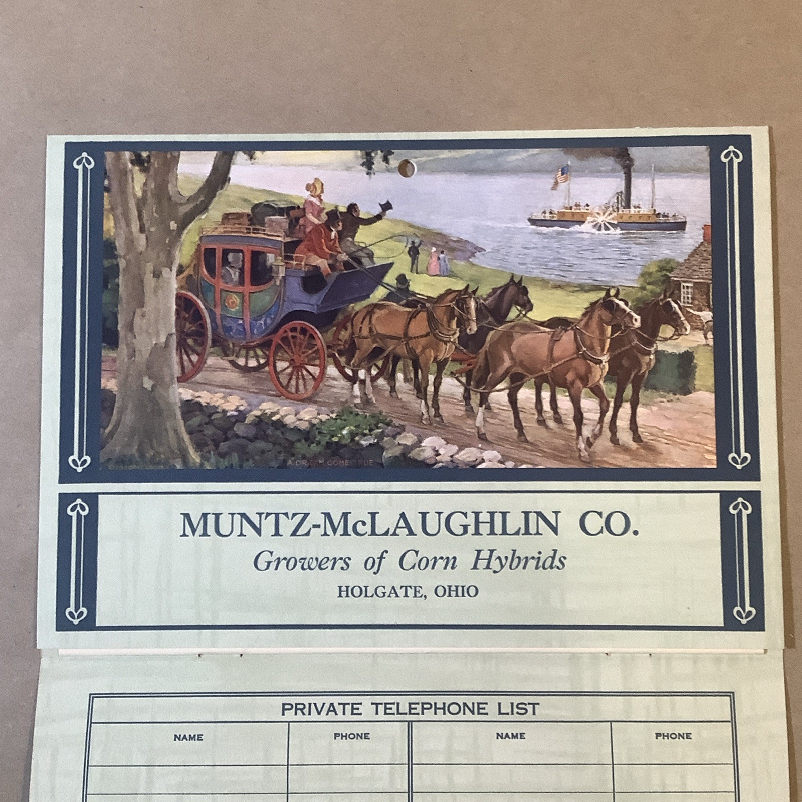 1942 Muntz-McLaughlin Co. Farm Inventory Telephone Chart Holgate OH INV-P0007