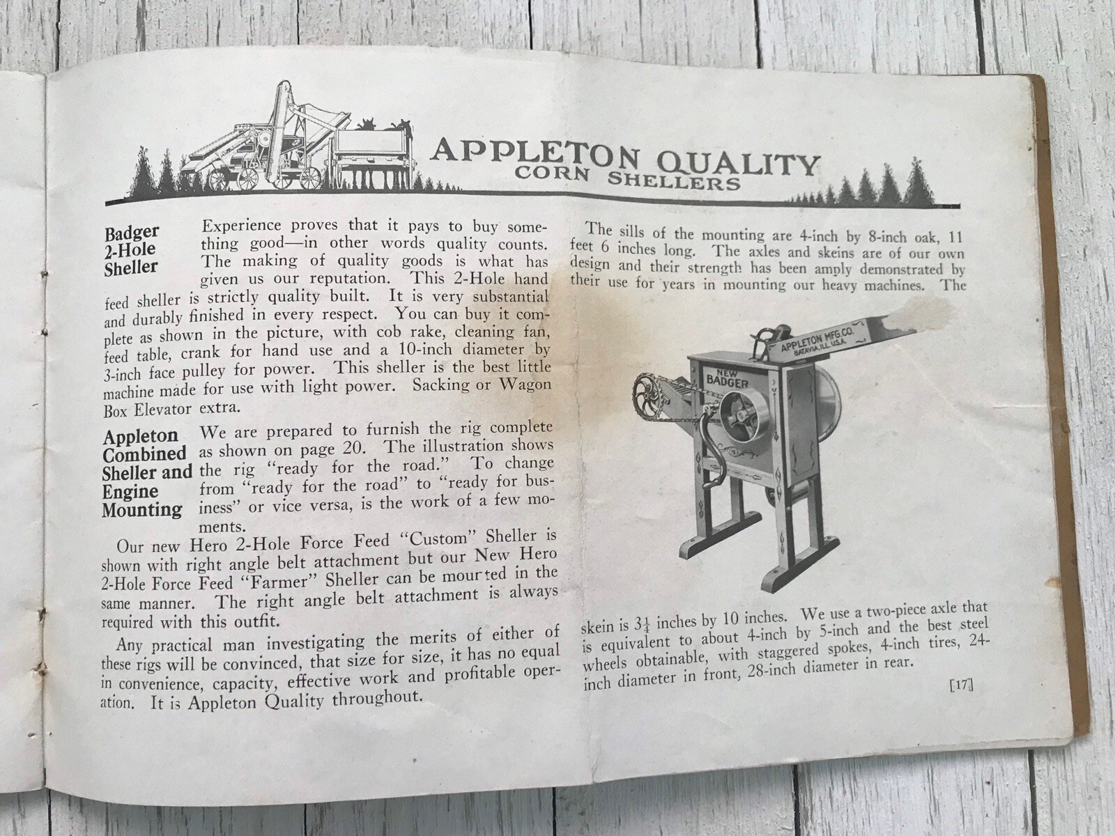 Early 1900&rsquo;s Appleton Corn Sheller Catalog New Hero 2-Hole Sheller
