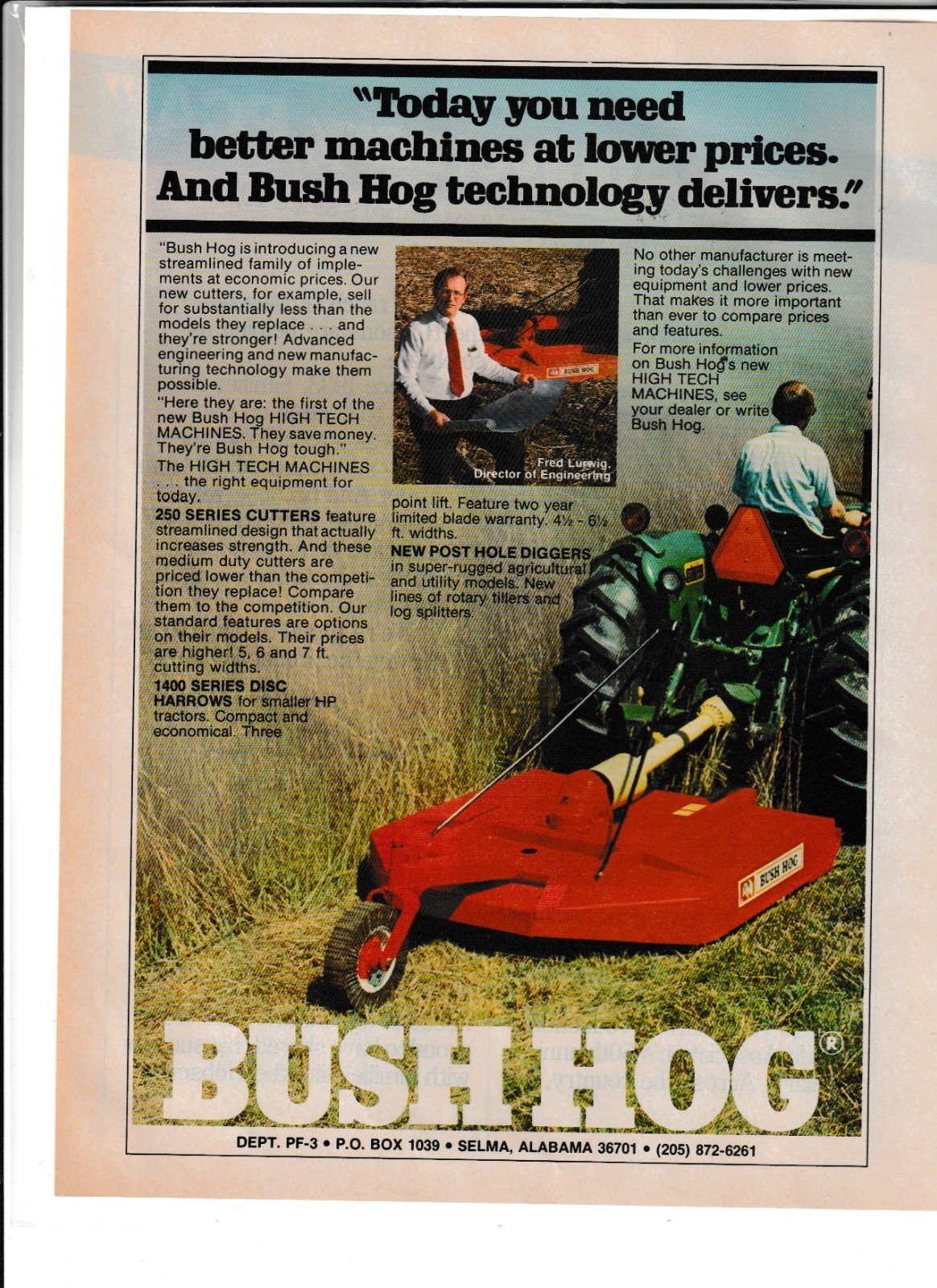 Original 1983 Bush Hog Magazine Ad « Today You Need Better Machines … »