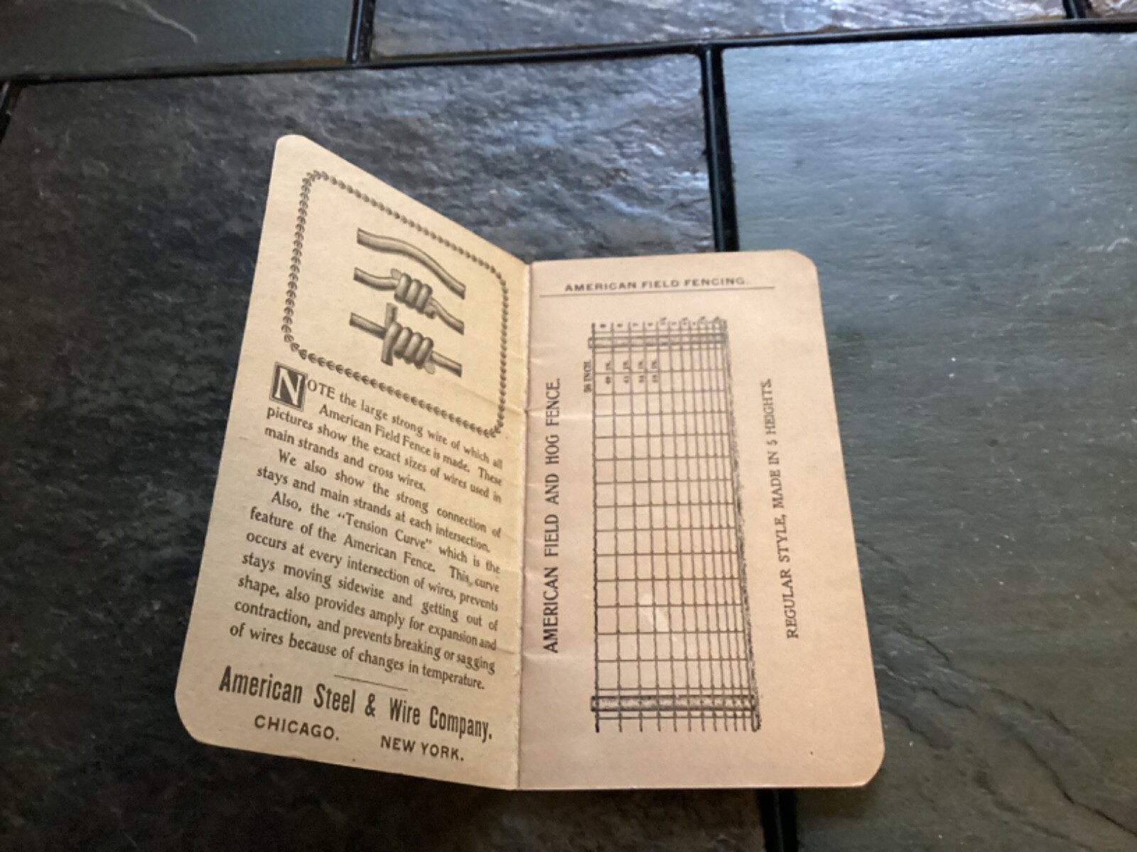 1901 American Field & Hog Fence, American Steel & Wire Co. Memo Book