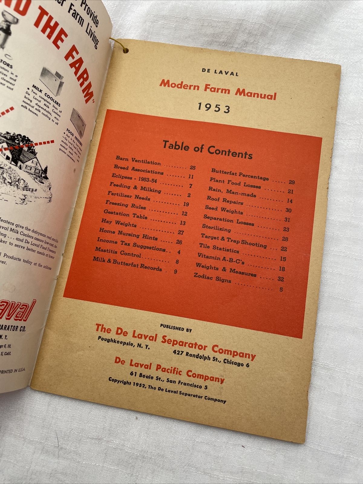 De Laval Modern Farm Manual 1953 Almanac Ag Dairy Farming Advertising Mailer