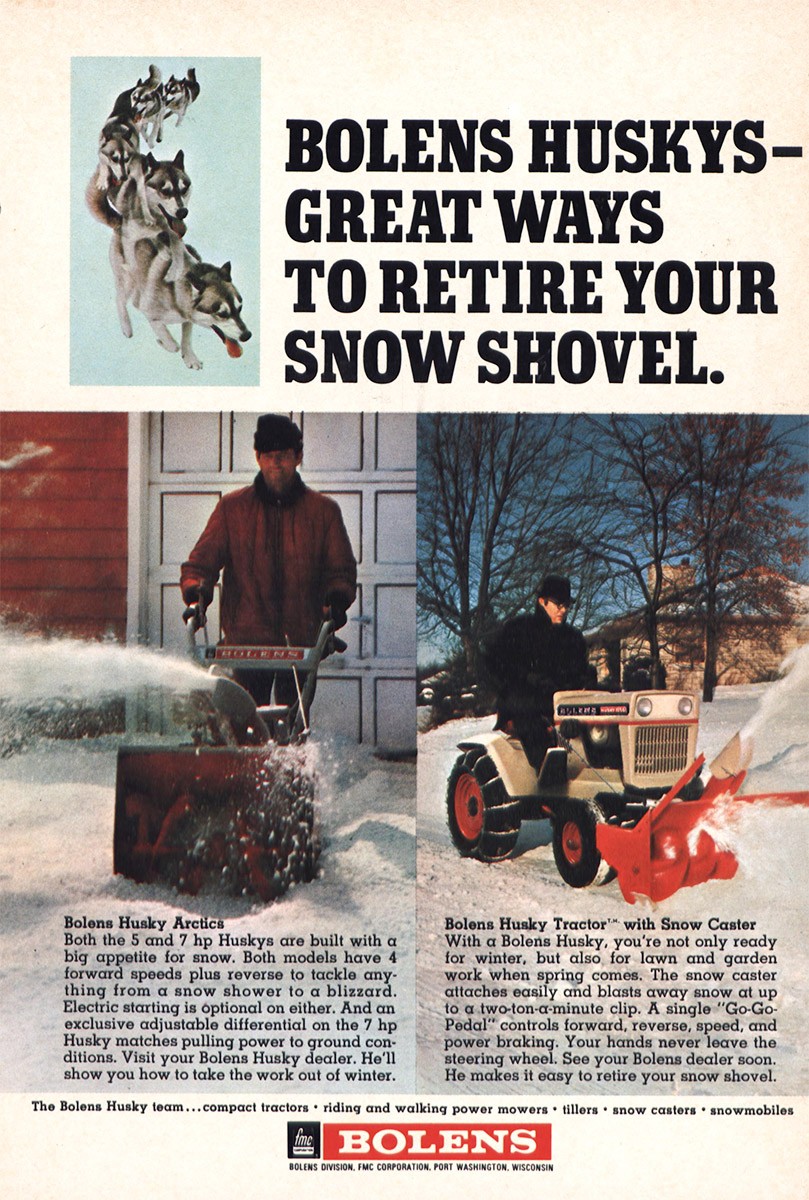 1969 Bolens Husky: Retire Your Snow Shovel Vintage Print Ad
