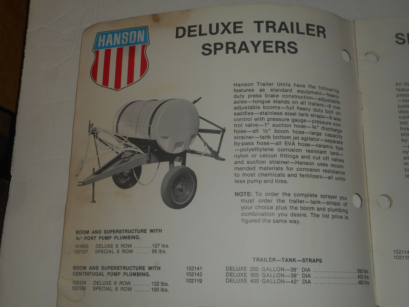 HANSON SPRAYERS 1977 Catalog Farm Equipment Salesman Brochure South Beloit IL
