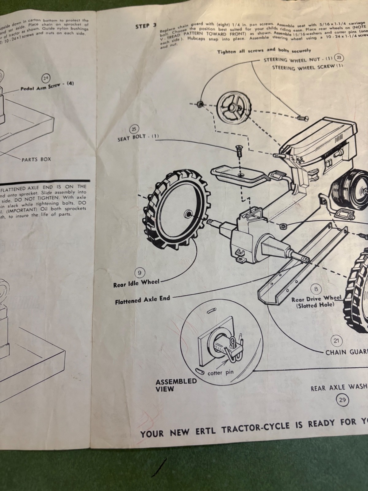 Vintage International Harvester ERTL Pedal Tractor Assembly Instructions