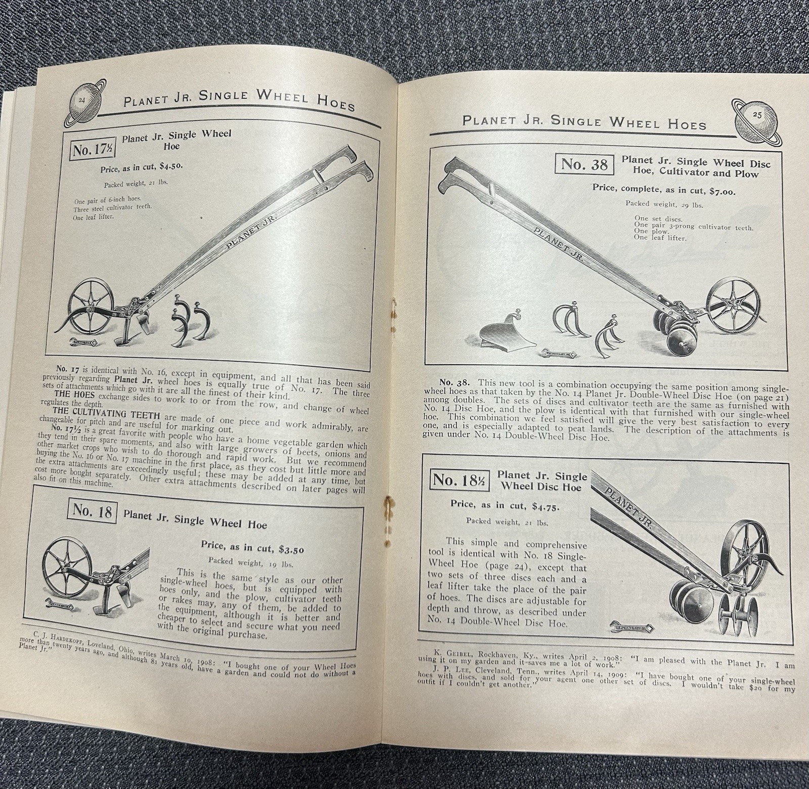 1911 Planet Jr Catalog- Original Old Stock From Turn Of Century Hardware Store