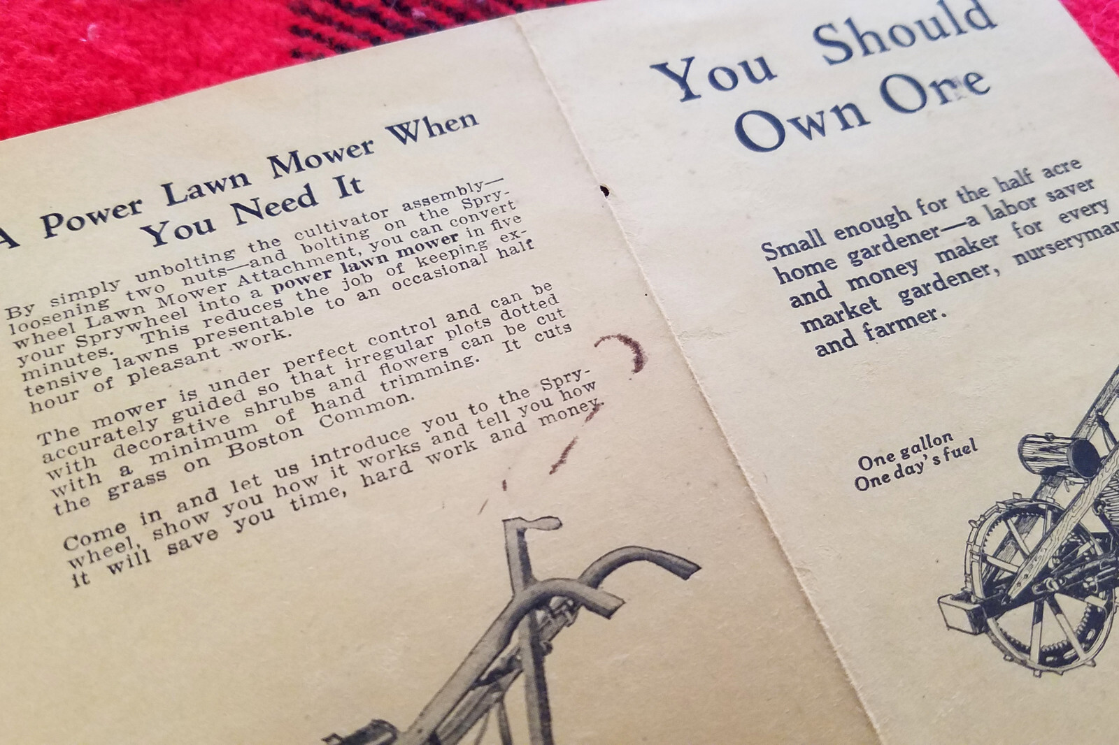 1920s Sprywheel One Wheel Garden Tractor H.C. Dodge Farm Catalog