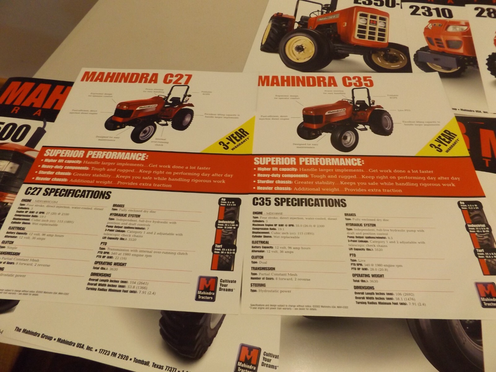 14-pc. MAHINDRA SERIES TRACTORS, 2002