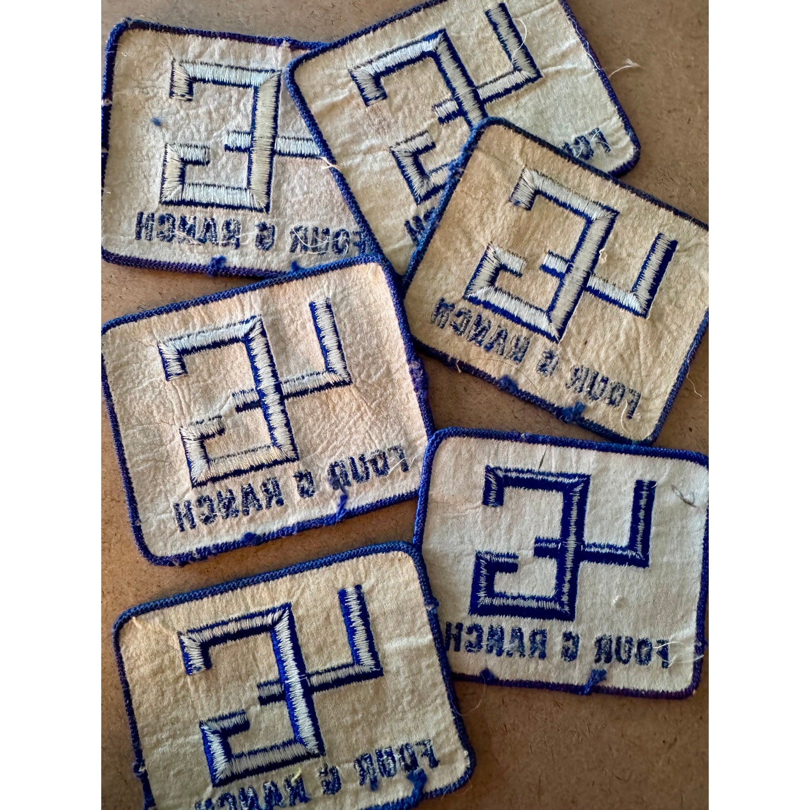 Vintage Four G Ranch Embroidered Uniform Patch Blue White 3.5 x 2.5