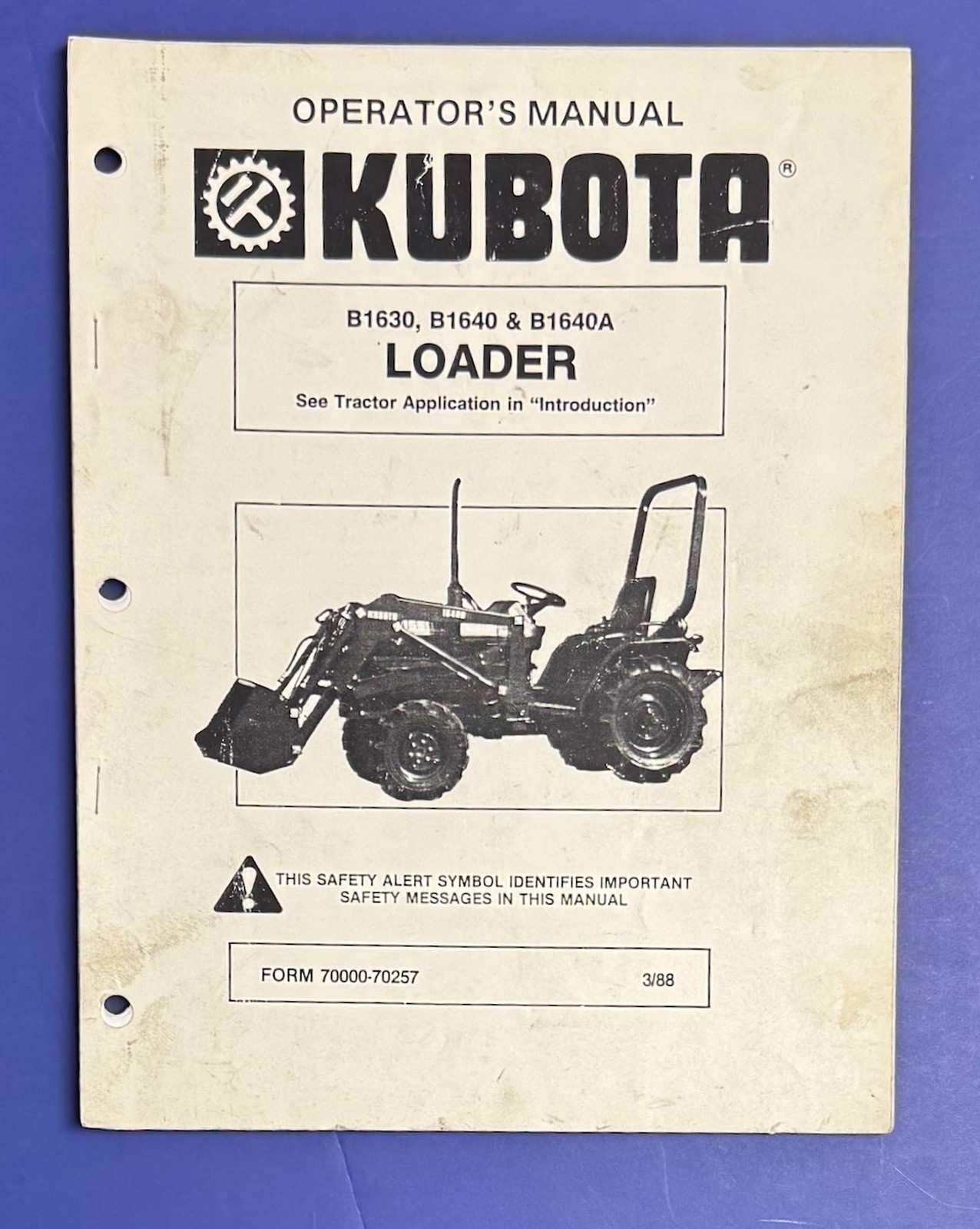 KUBOTA Operator’s Manual B1630 B1640 B1640A Loaders