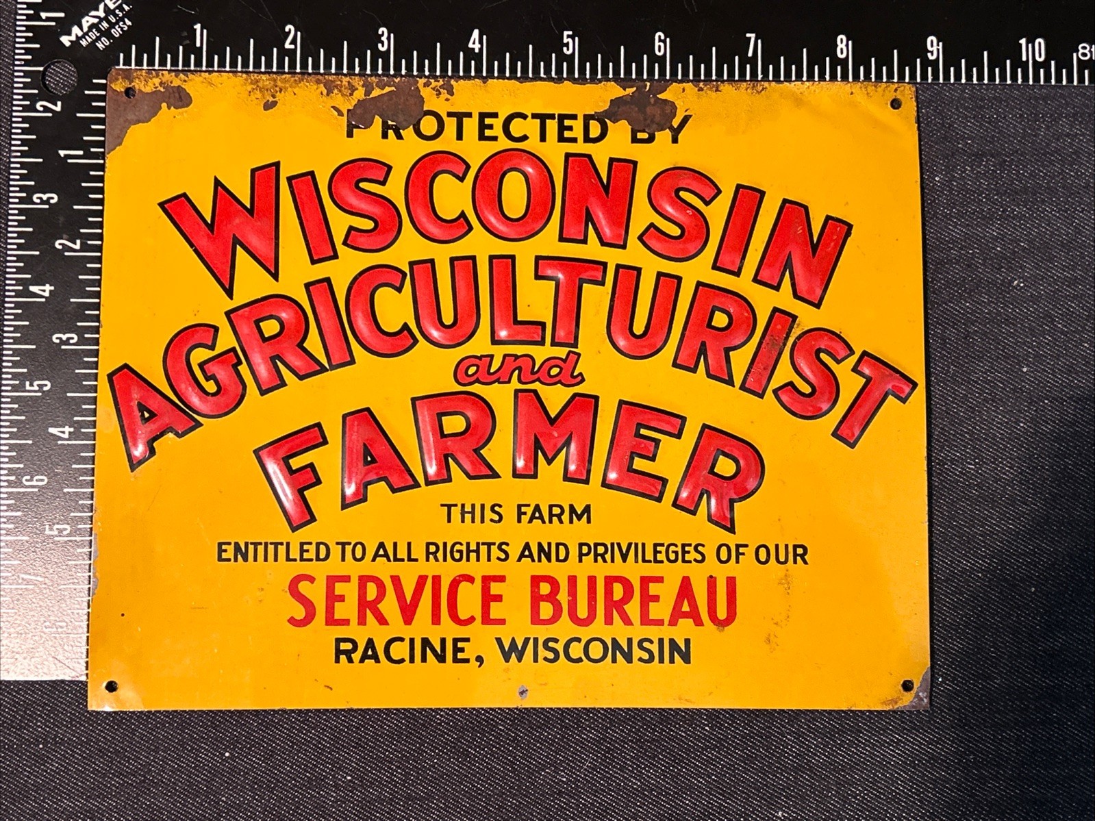 Vintage Original Protected By Wisconsin Agriculturalist Farmer Service Bureau