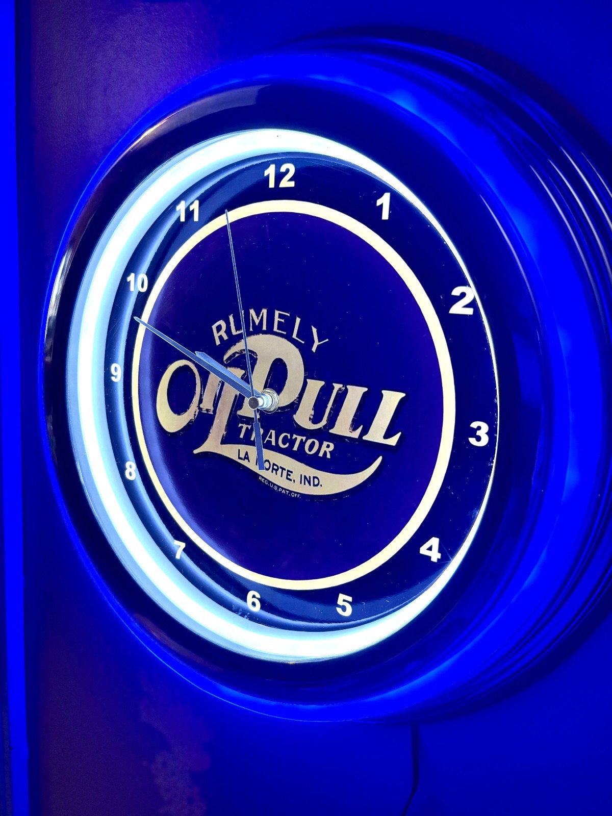 Rumely Oil Pull Farm Tractor Barn Garage Man Cave Neon Style LED Clock Sign