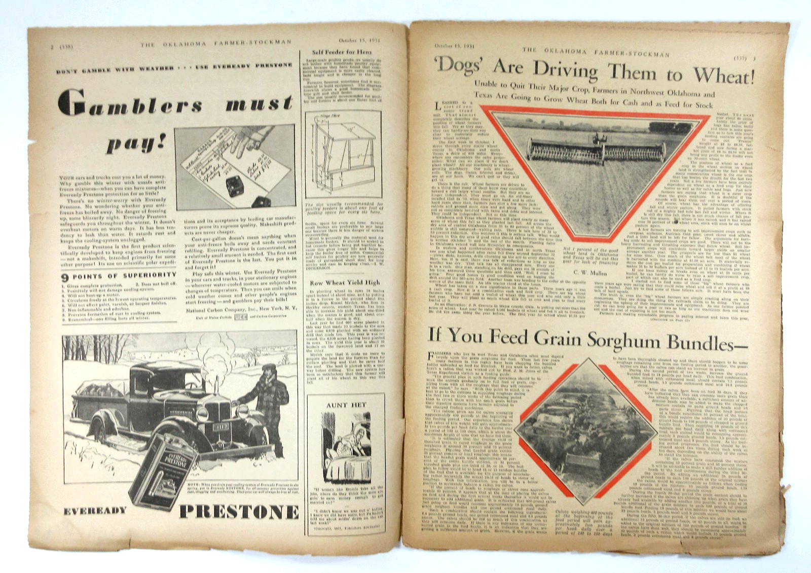 Oklahoma Farmer Stockman Magazines Livestock Depression Jean Harlow Ads 1931-32
