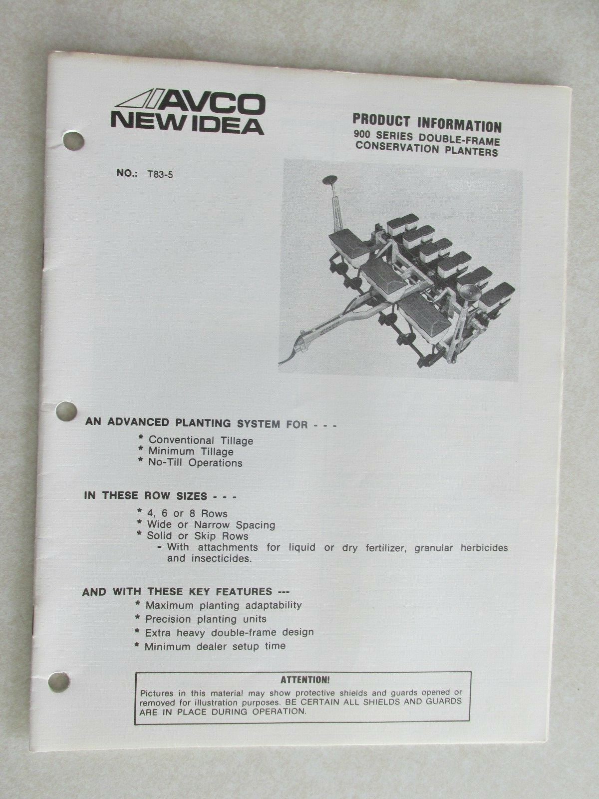 MBF23 AVCO New Idea Farm Equipment Product Information 900 series planter
