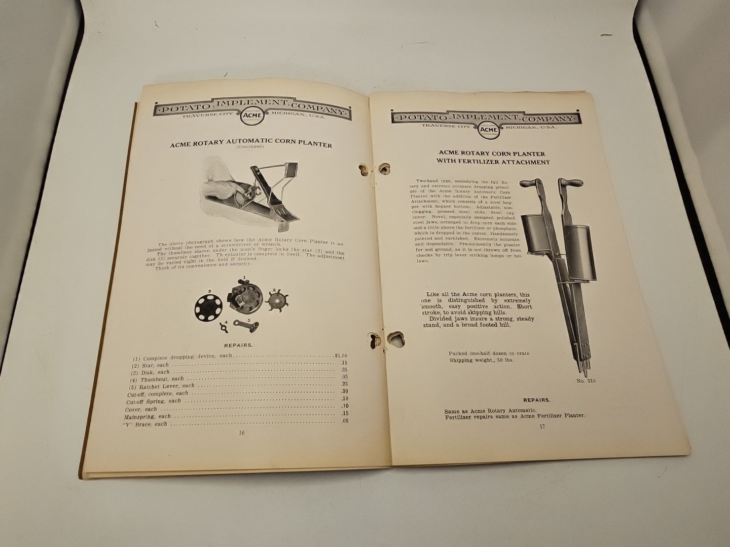 acme potato implement co catalog brochure traverse city MI no29