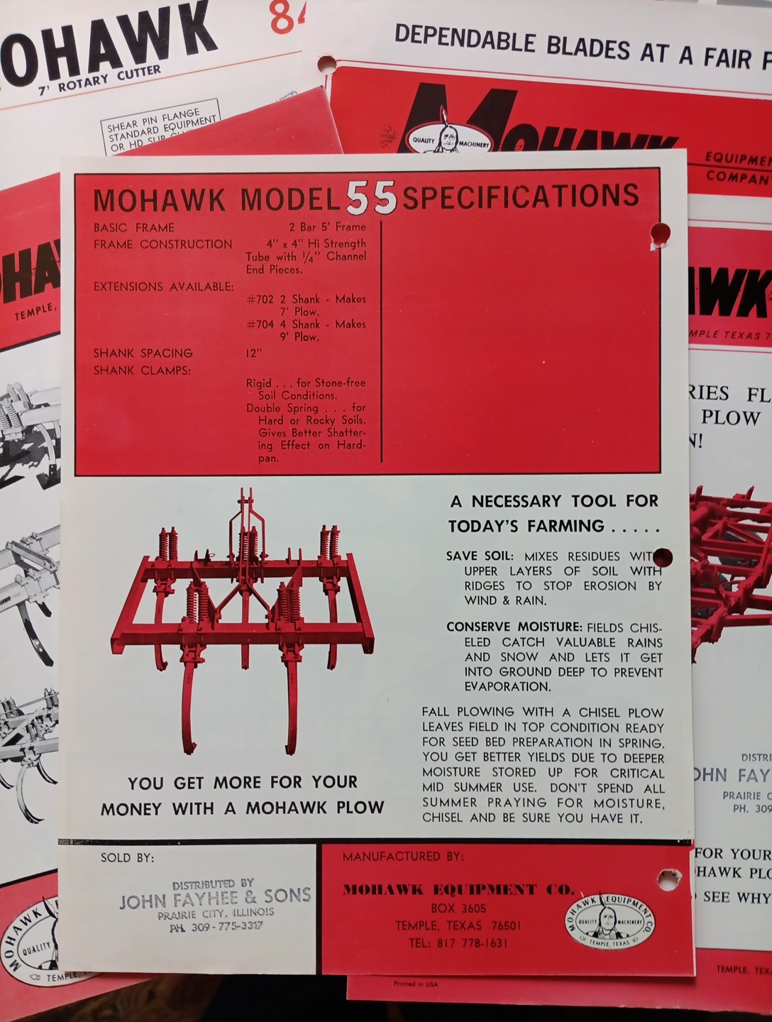 6 Mohawk Implements Spec Sheets Brochures Vintage Farming Advertising