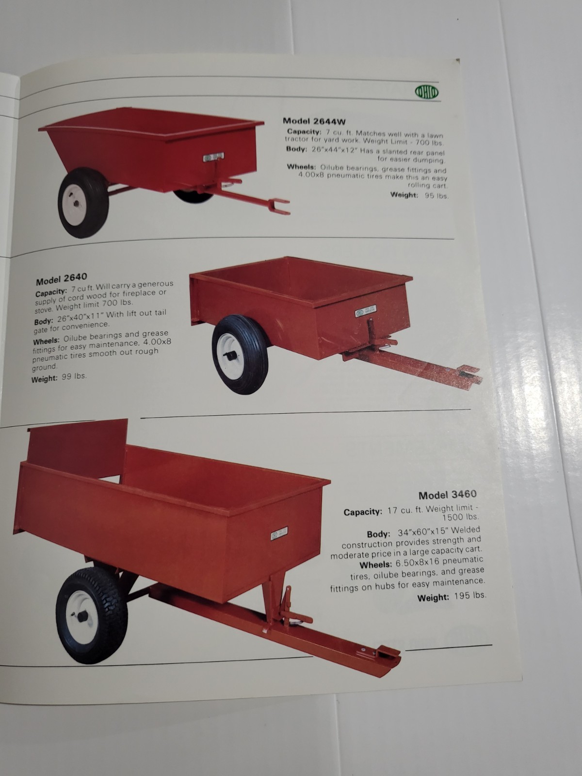 1980s Equipment BROCHURE Ohio Steel Fabricators Carts Aerator Rollers Plow Disc