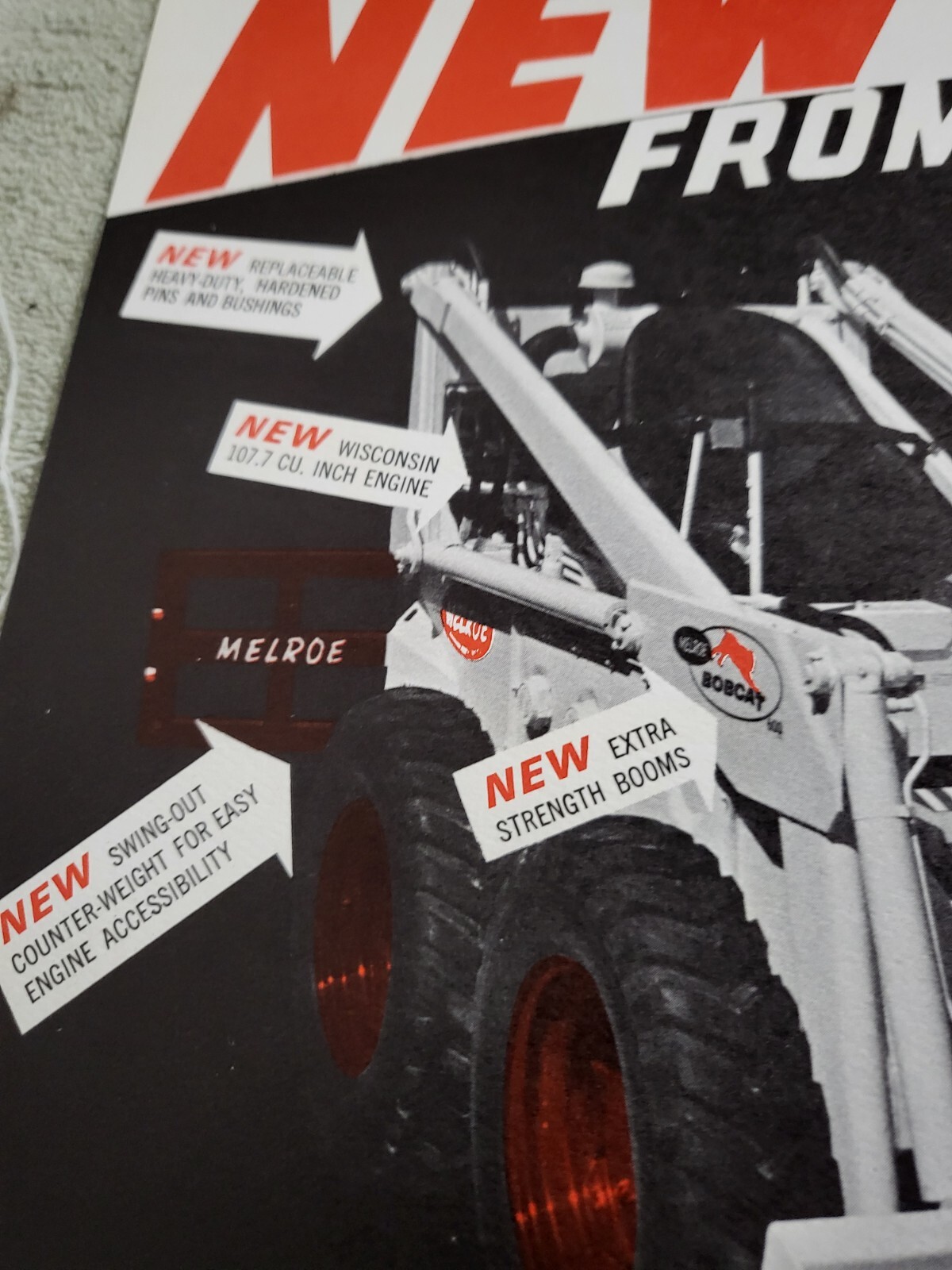 Vintage 1967 BROCHURE Melroe Bobcat Skid Steer Loader M600 25hp Wisconsin engine