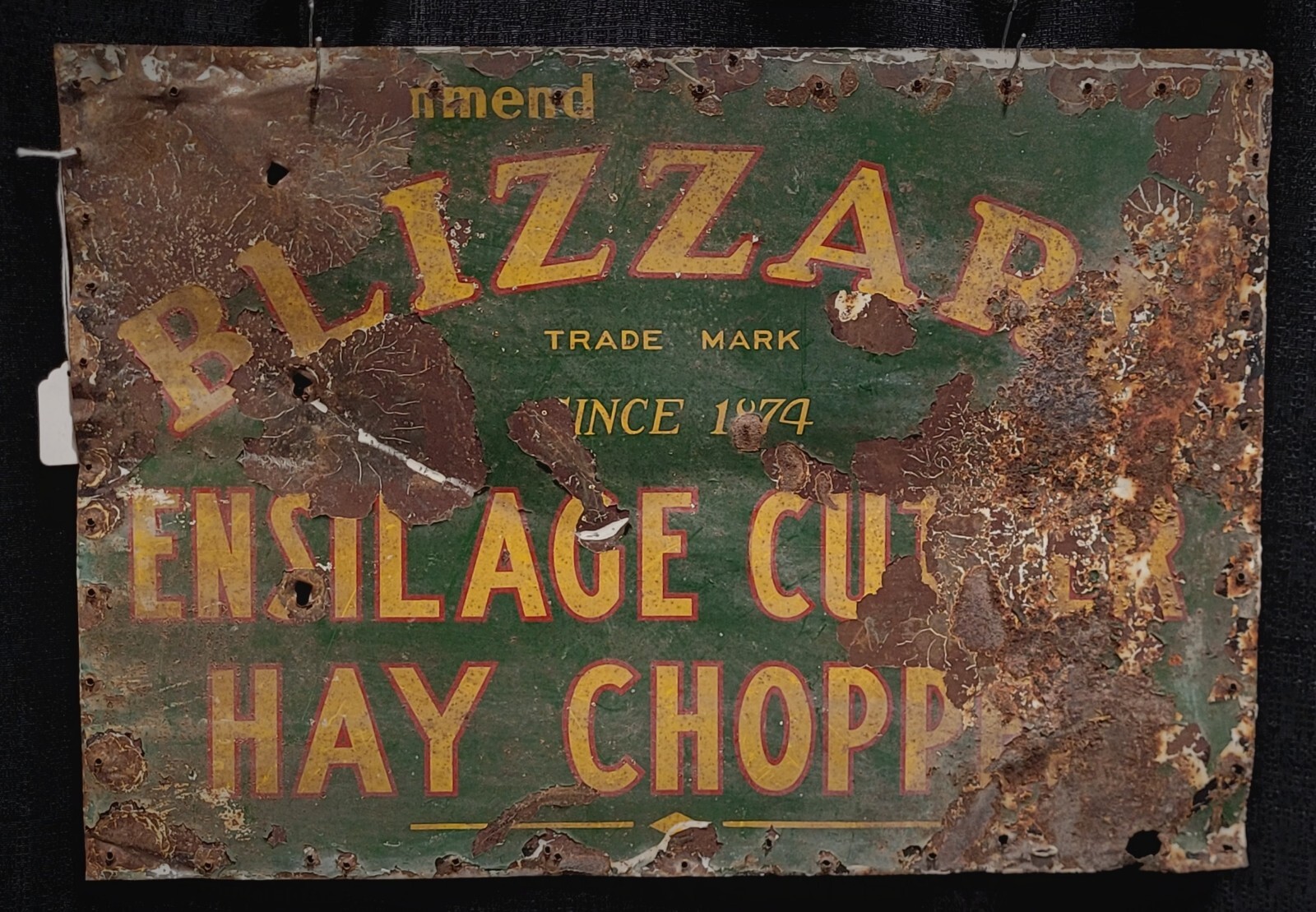BLIZZARD ** Ensilage Cutter * Hay Chopper * Vintage Metal Sign