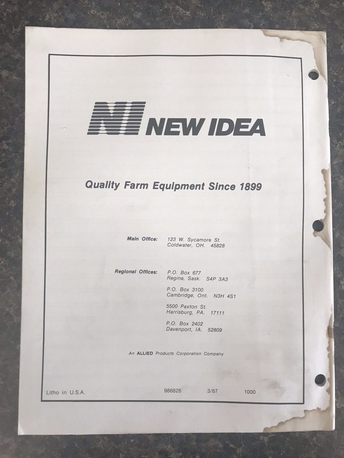 New Idea Nos. 571 & 571W Rectagular Balers Operator&rsquo;s Manual No. RB-117