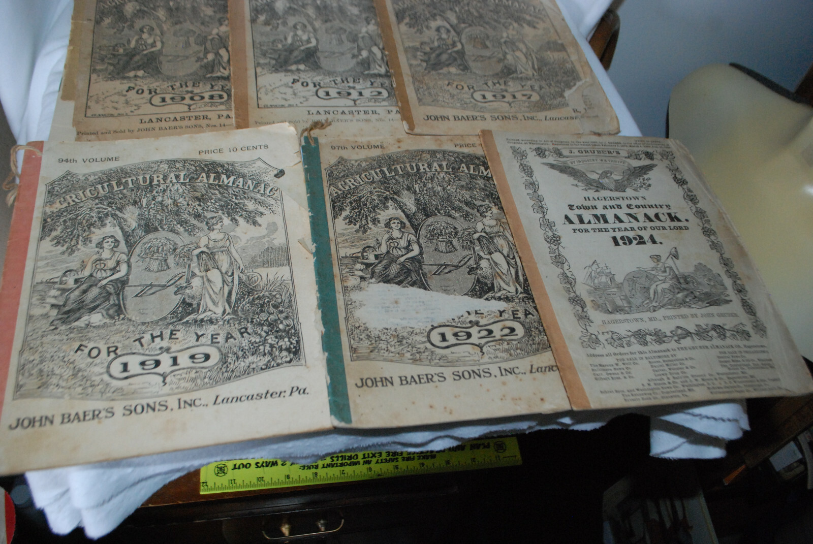 Vintage LOT Of 16 John Baer’s Sons Agricultural Almanac Lancaster, PA 1908…