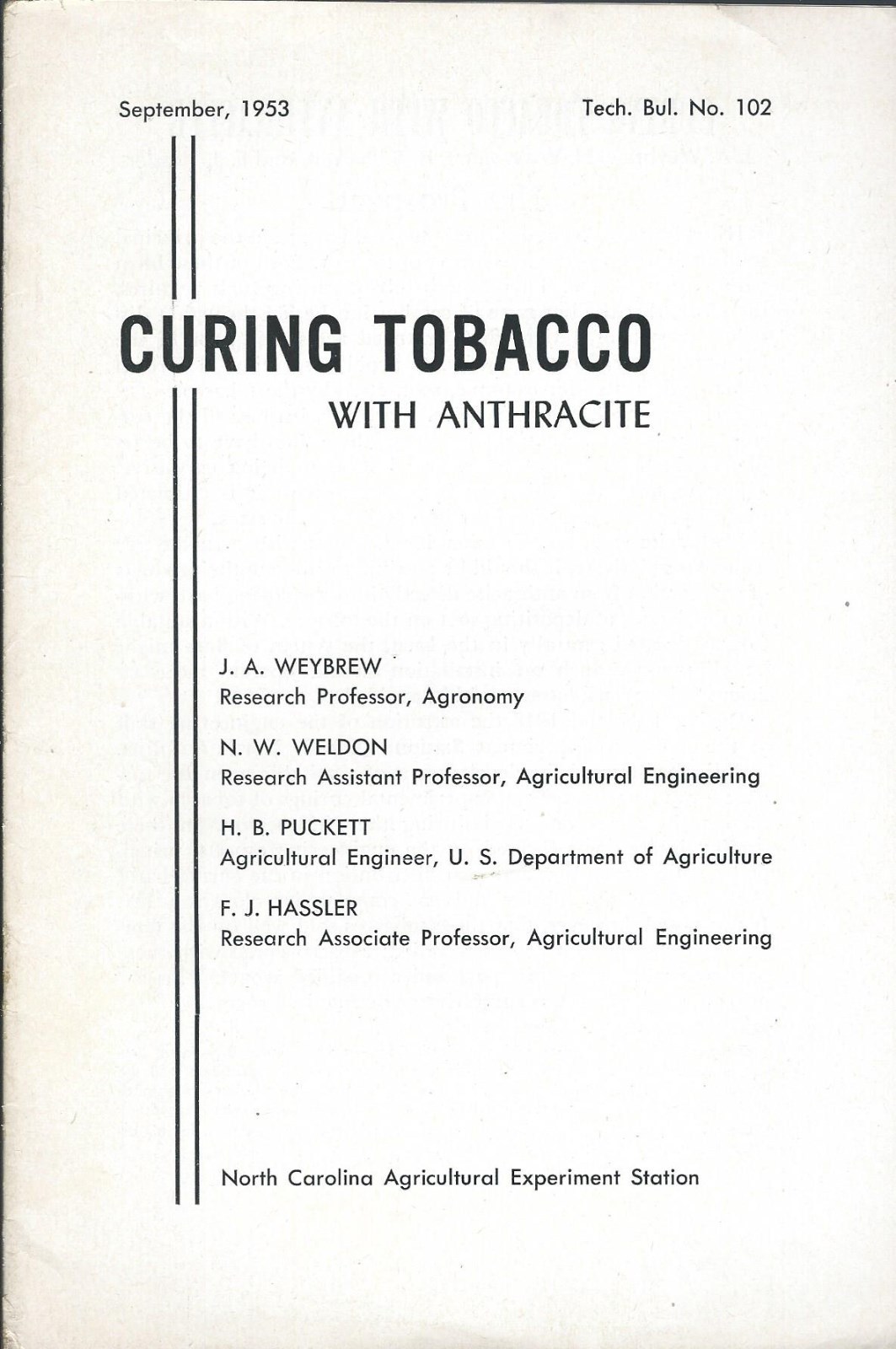 Farm Brochure – Curing Tobacco with Anthracite Coal North Carolina 1953 (F5520)