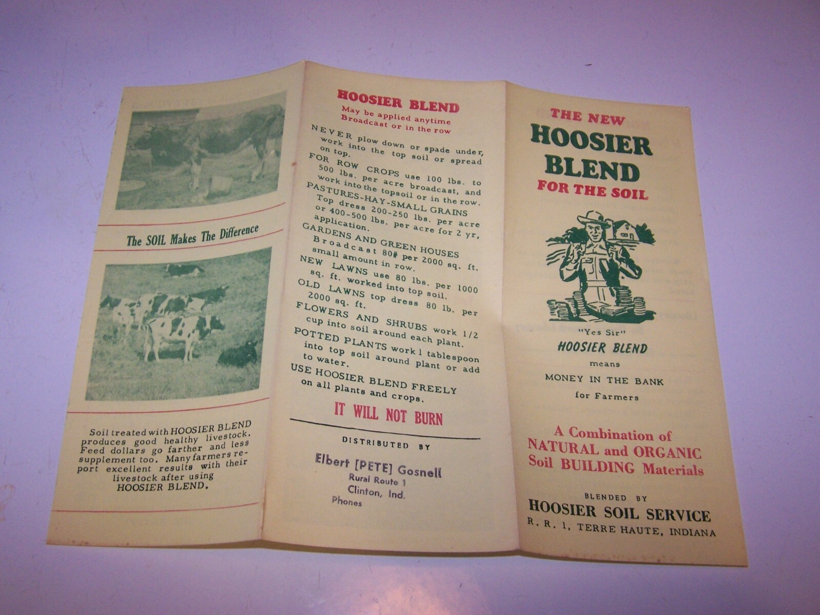 3 Vintage HOOSIER BLEND / SOIL SERVICE Fertilizer Brochures TERRE HAUTE INDIANA