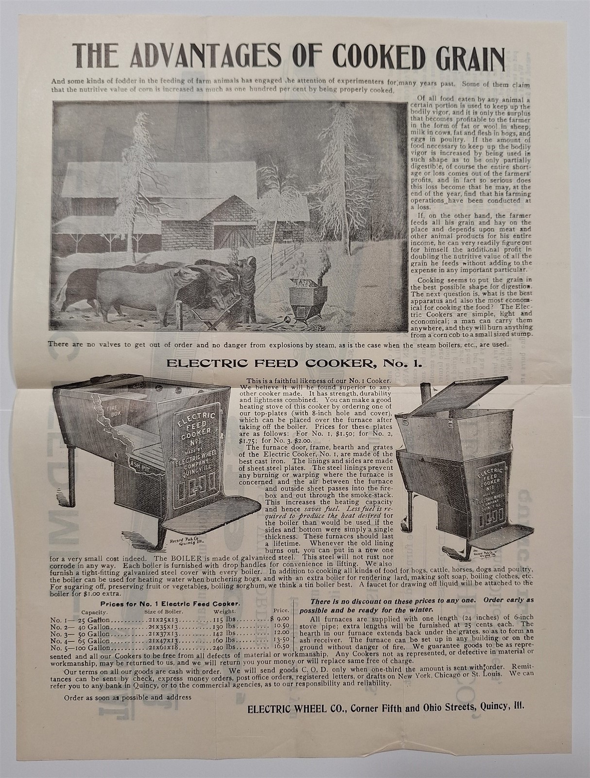 Antique Electric Wheel Co Wrought Iron Wagon Wheels 1901 Quincy IL Advertisement