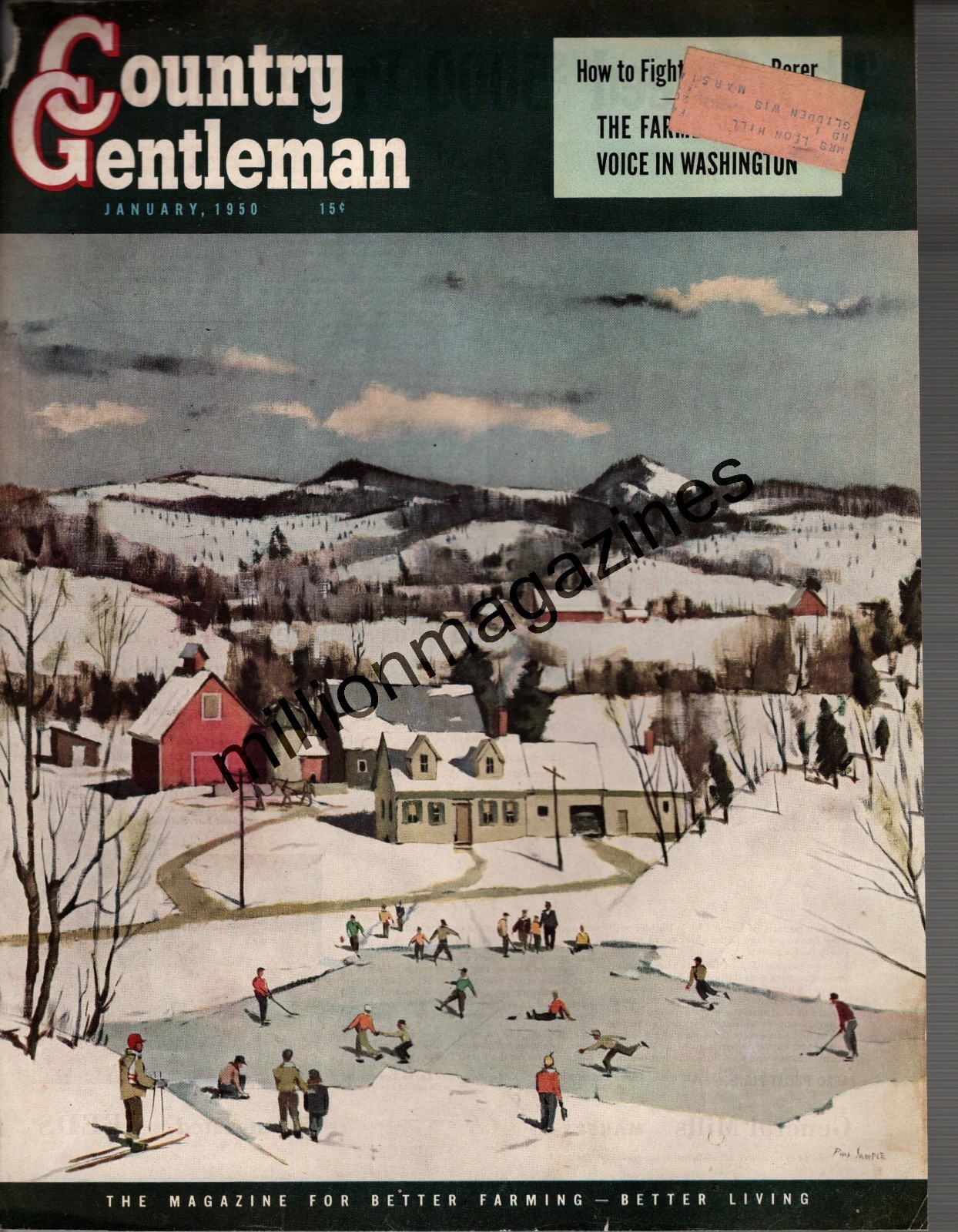 1950 Country Gentleman January Original Cover only – Idaho Pond Ice Hockey