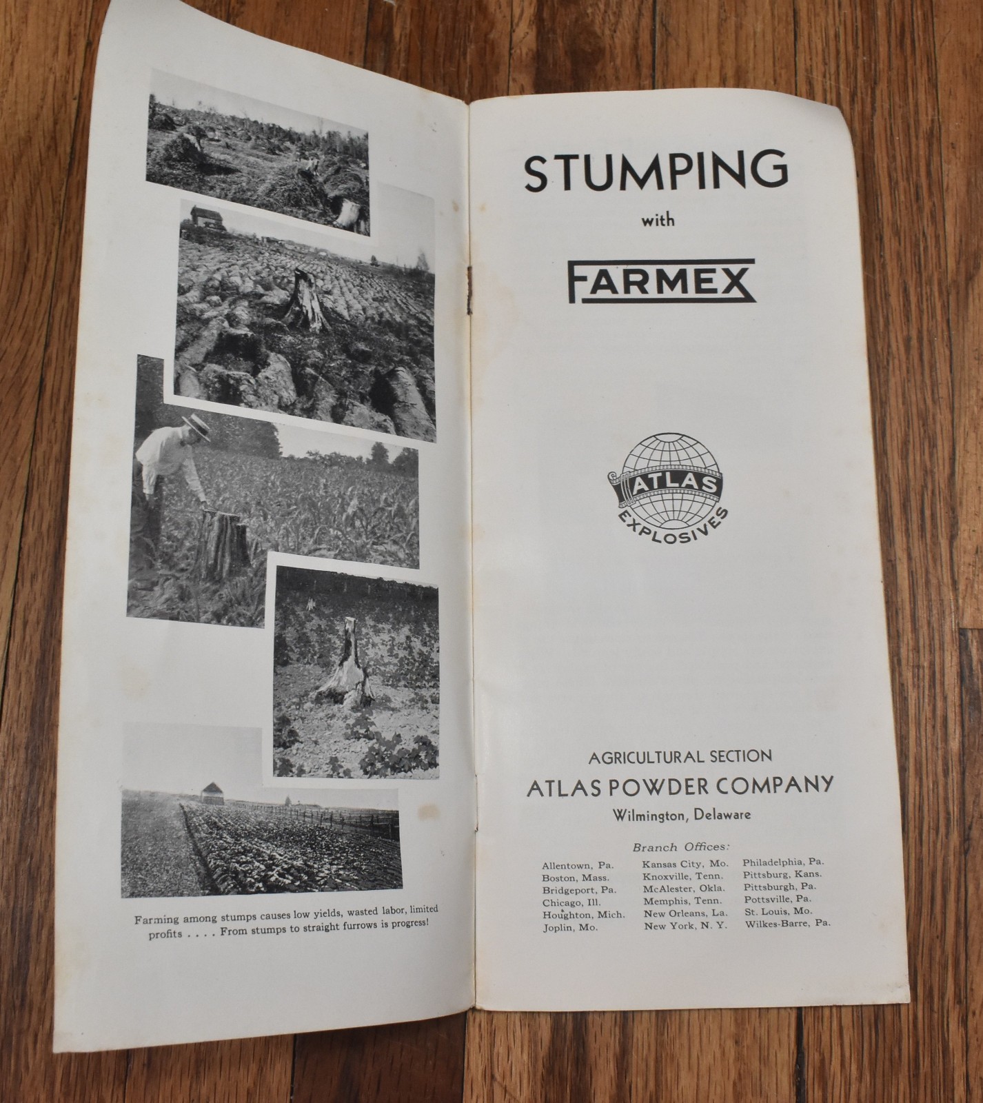 Vintage Atlas Powder Company Stumping with Farmex Farming Sales Brochure
