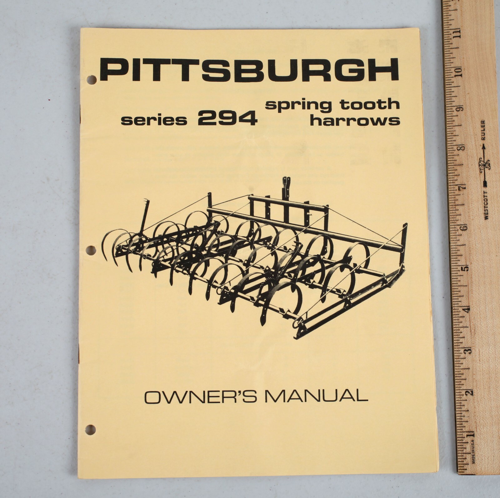 Vintage Pittsburgh Forgings Series 294 Spring Tooth Harrows Owner&rsquo;s Manual