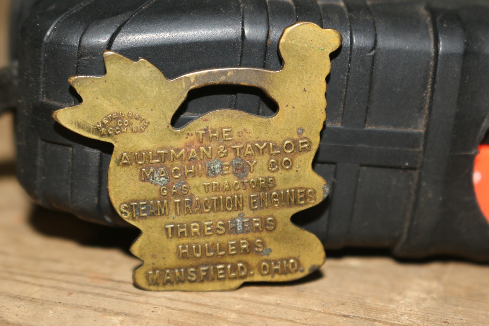 Vintage Aultman & Taylor Farm Machinery Steam Engine Gas Tractor Watch Fob Sign
