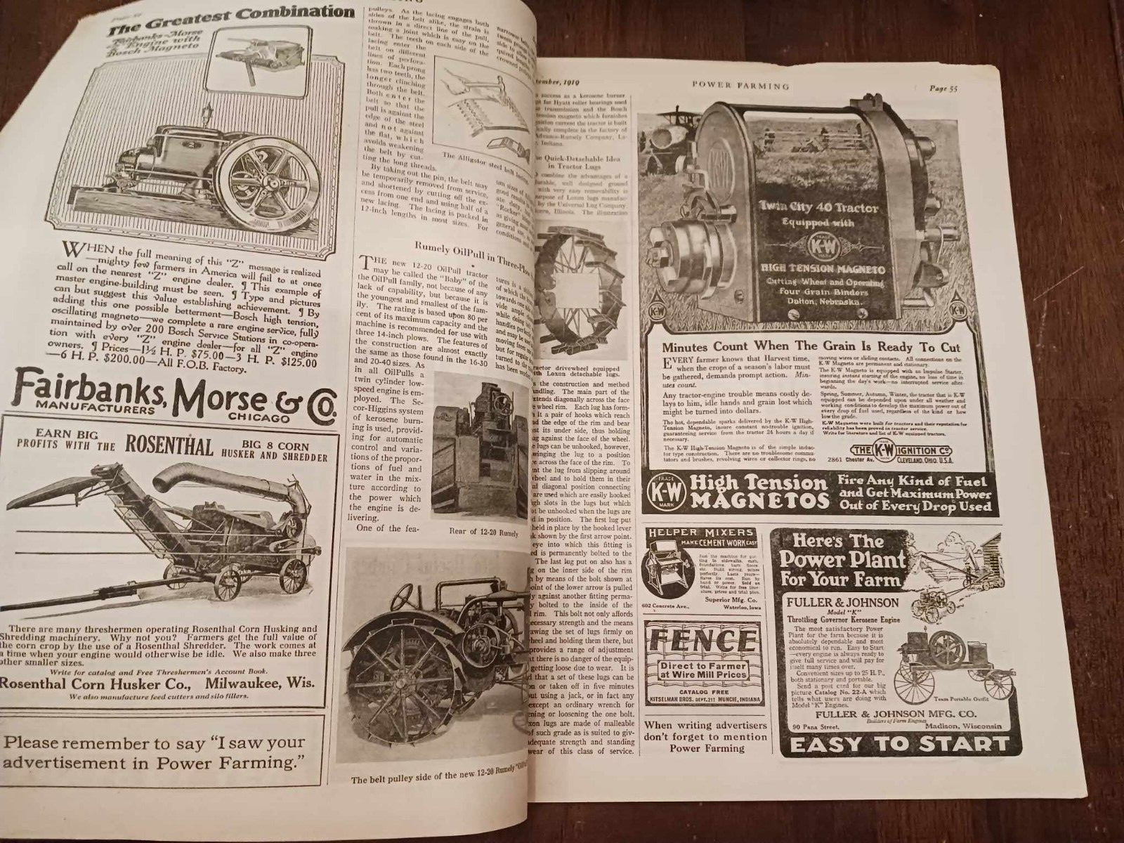 Vintage Magazine Power Farming September 1919 Holt Caterpillar Ads Photos