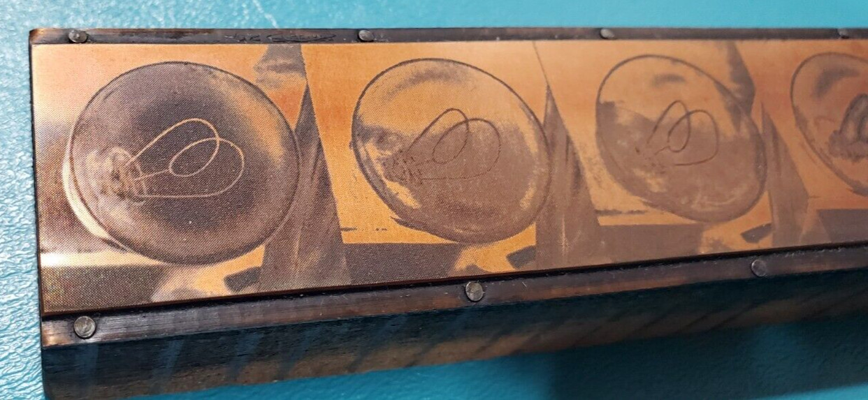 CHAPMAN Electric Double Curl Filament Light Bulb Copper PRINTING PLATE Block