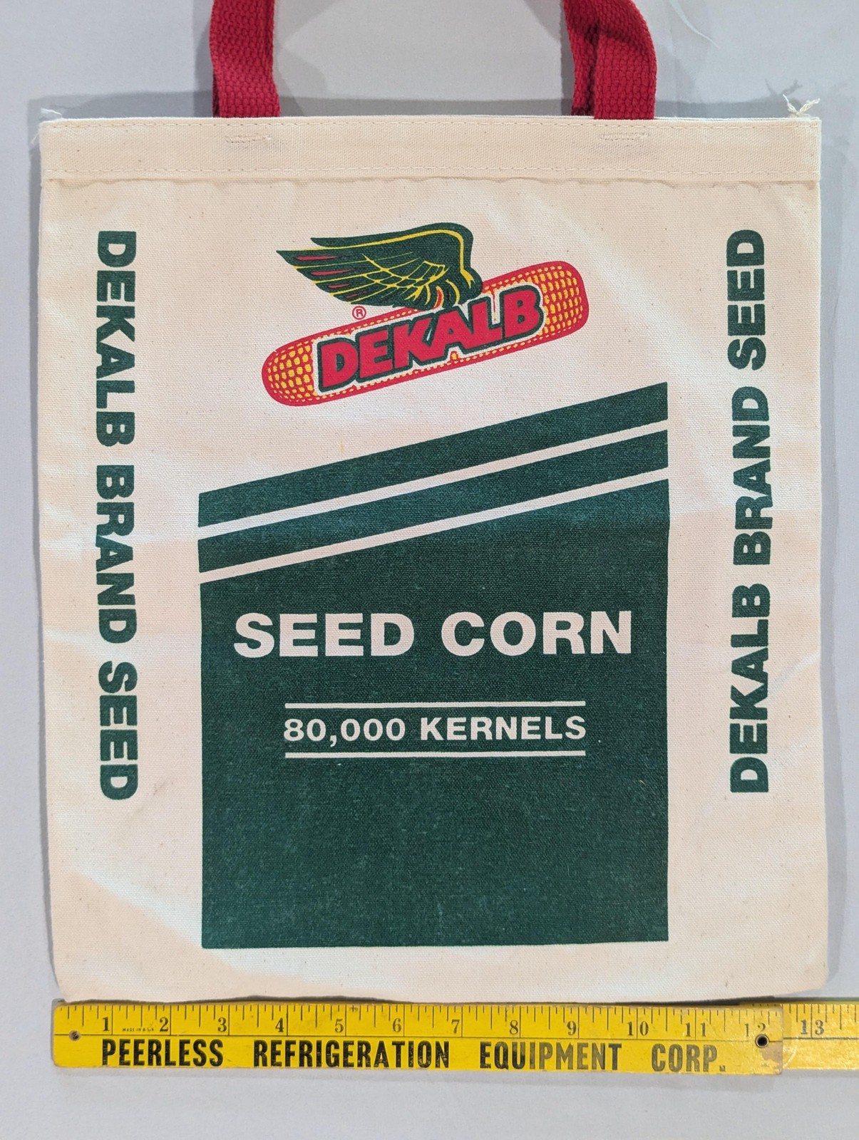 DEKALB Brand Seed Corn Beige Canvas Tote Bag Fabriko Made USA Promo Agriculture