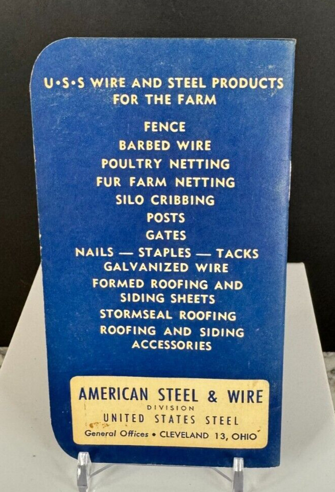 Vintage 1953 USS American Steel & Wire Hammond Lumber Co. Hammond IL Memo Book