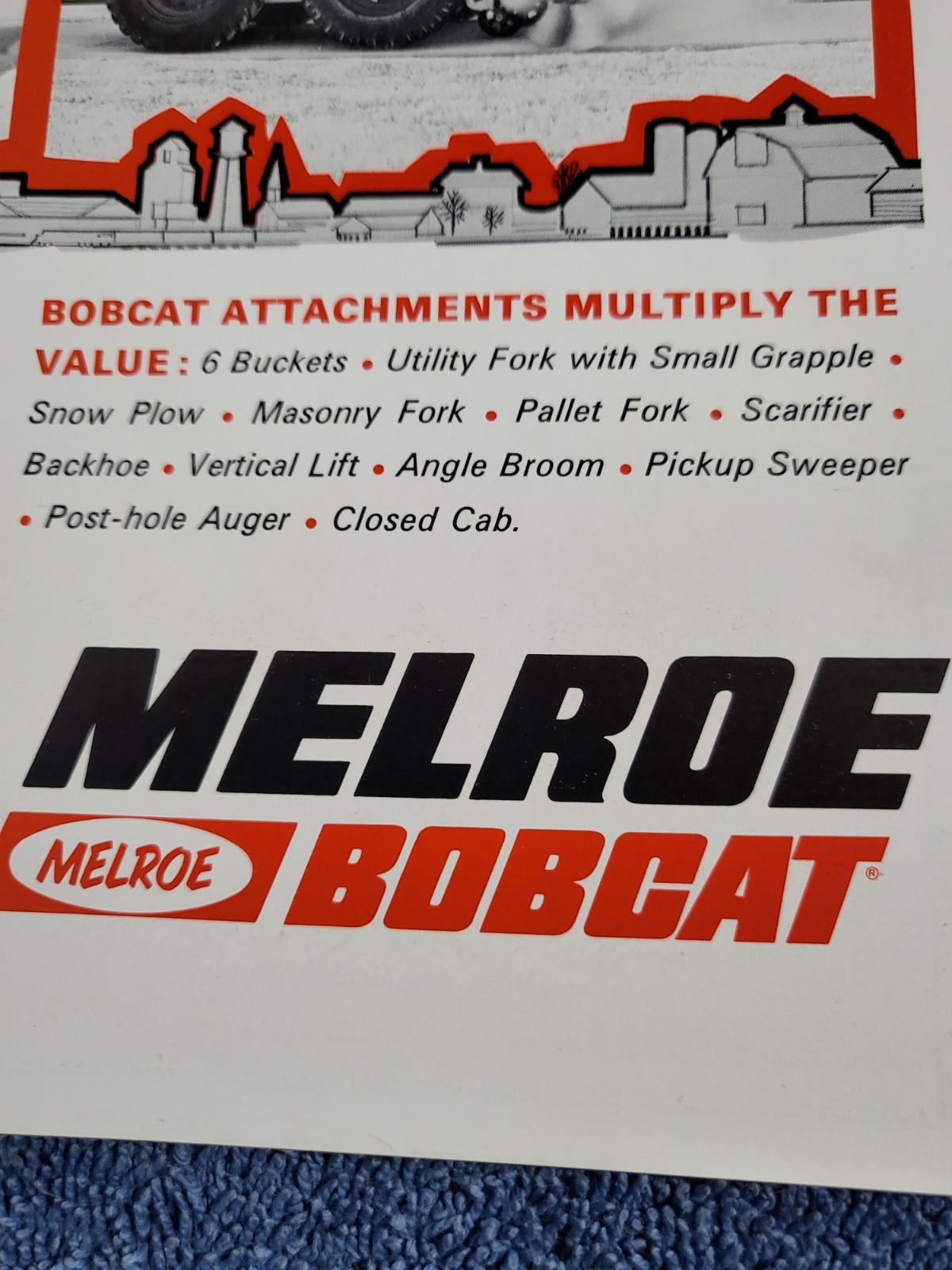 BROCHURE Vintage Melroe Bobcat M44 500 600 Skid Steer Loader Onan Kohler Wi 1966