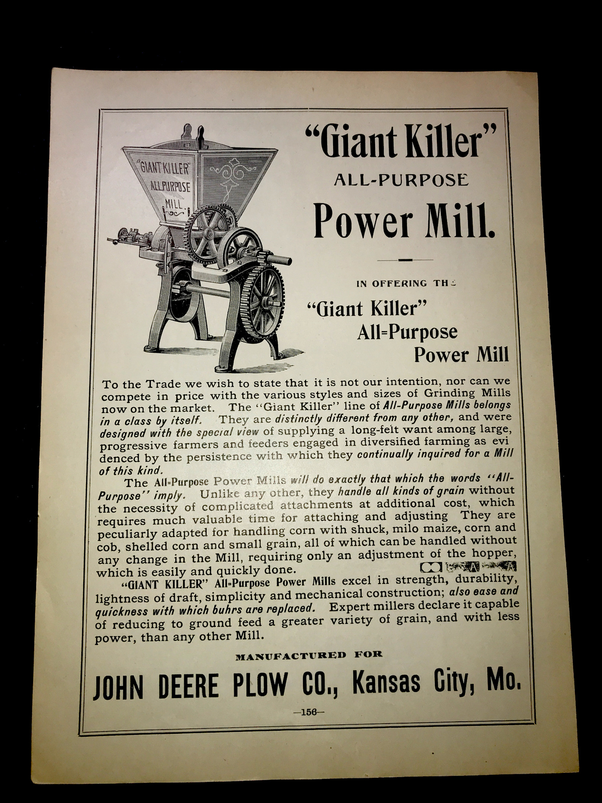 1898 John Deere Plow Co. Farm Advertising – Kansas City – Missouri