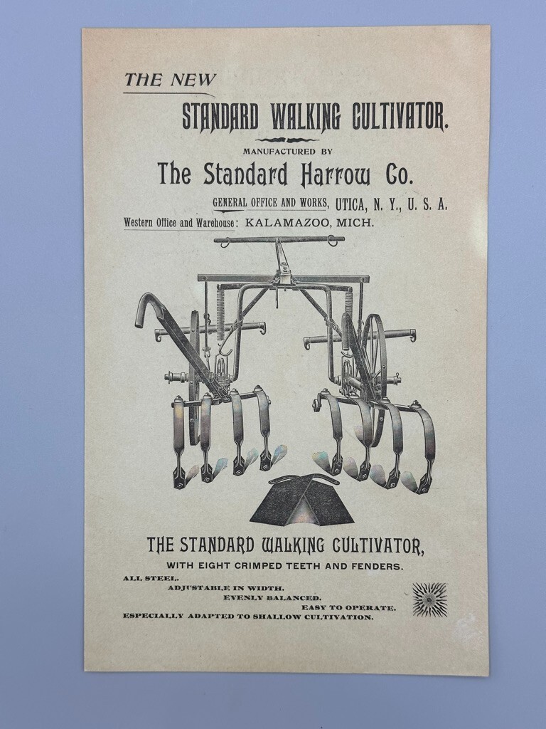 1890s STANDARD CULTIVATOR Harrow FARM Advertising UTICA NY Circular