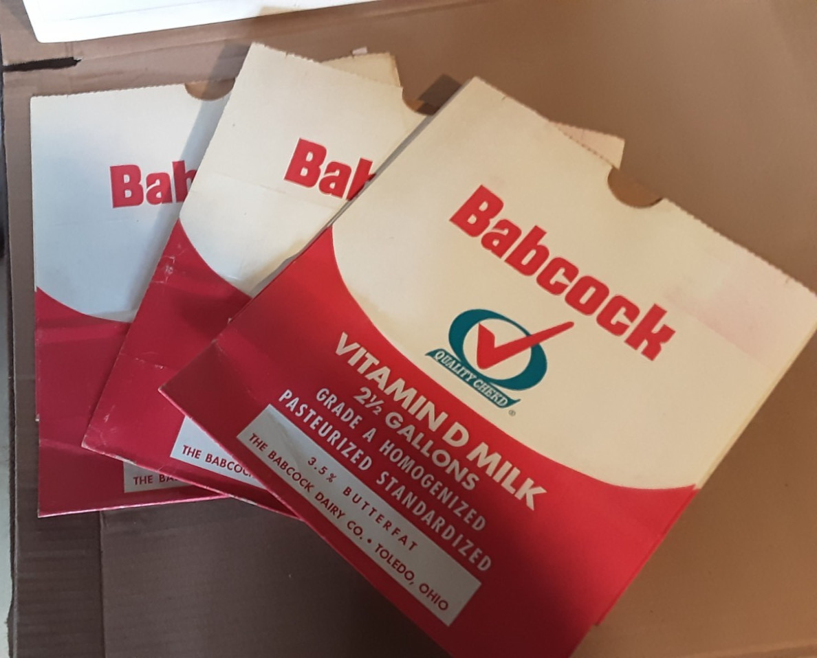 Lot of 3 Babcock Dairy 2½ Gallon Delivery Bags Toledo OH Red Blue Logo Clean