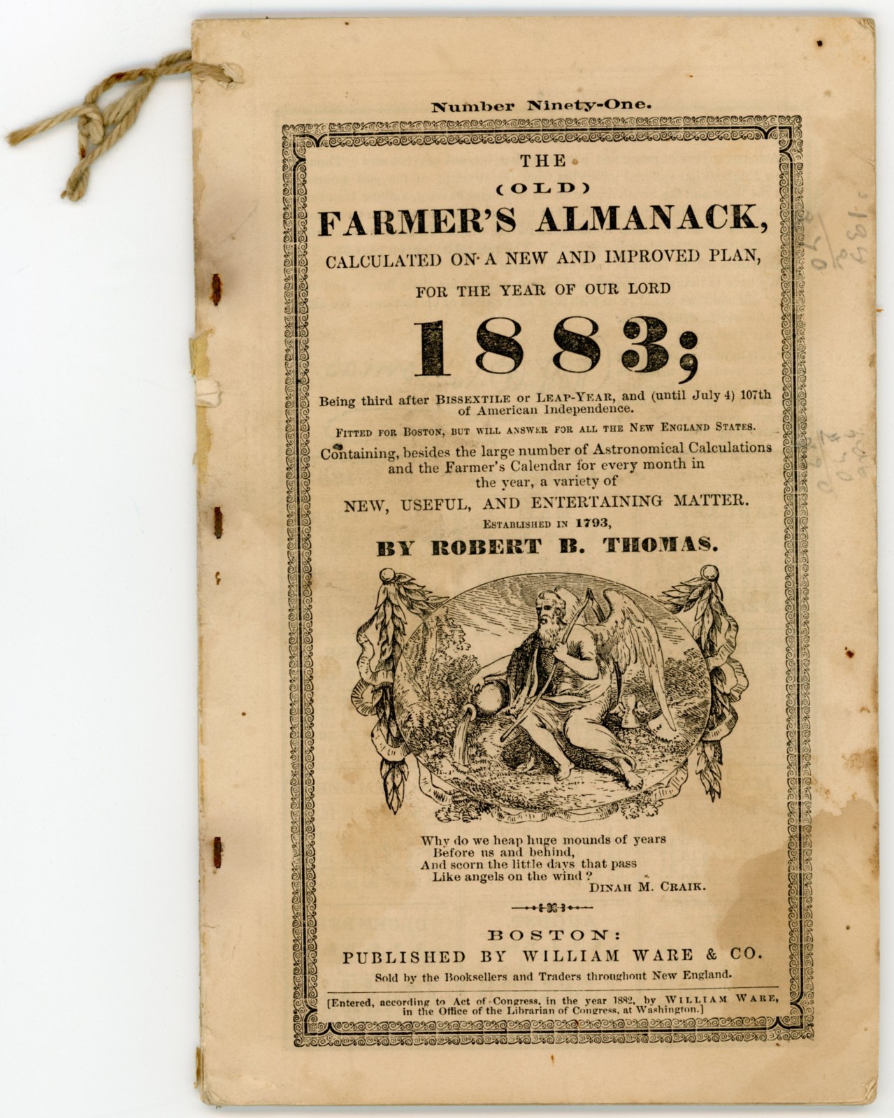 1883 Robert Thomas Farmer&rsquo;s Almanack William Ware 11
