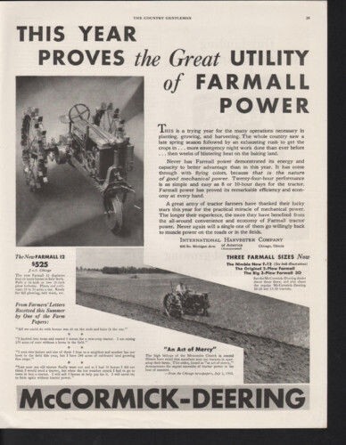 1933 MCCORMICK DEERING FARMALL TRACTOR INTER HARVESTER AGRICULTURE AD 10341